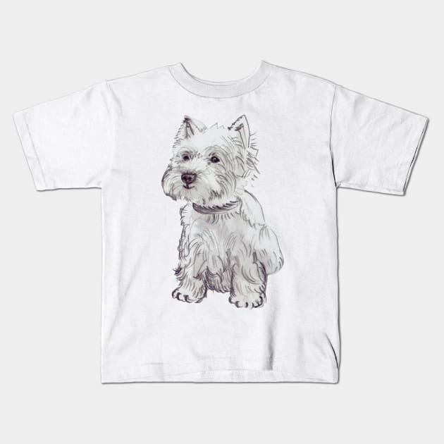 Sitting West Highland white terrier Kids T-Shirt by sinemfiit